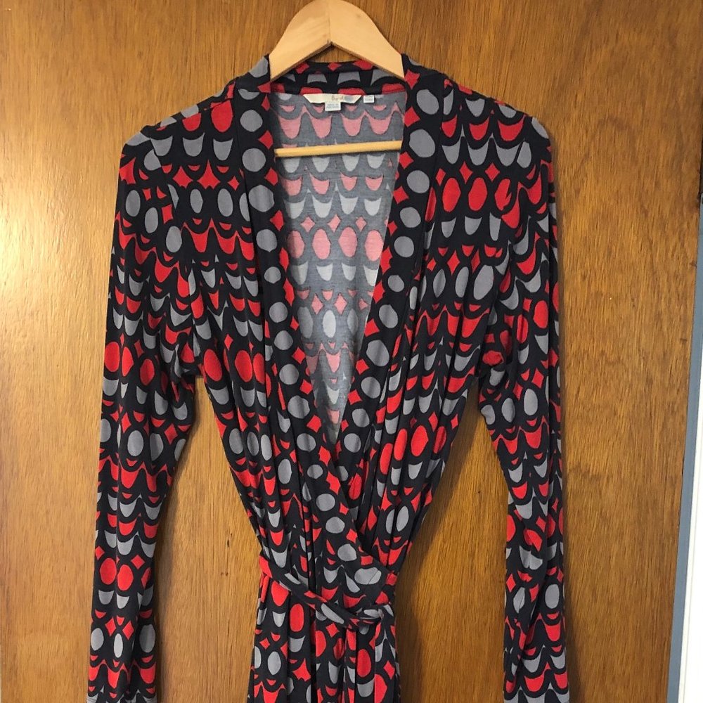 Boden Red/Grey Jersey Wrap Dress